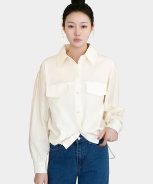 퍼프소매 바람막이 셔츠 재킷_아이보리