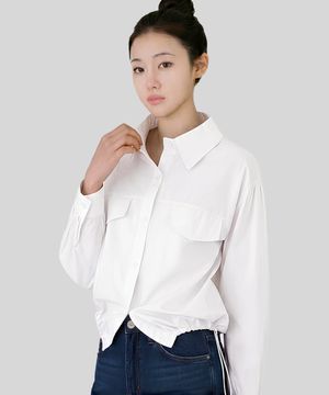 퍼프소매 바람막이 셔츠 재킷_화이트