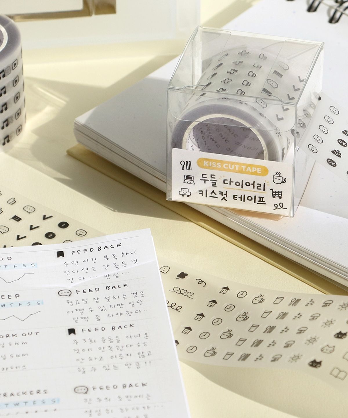 아이코닉(ICONIC) [2PACK] 두들 다이어리 키스컷 테이프 2종 세트 스티커