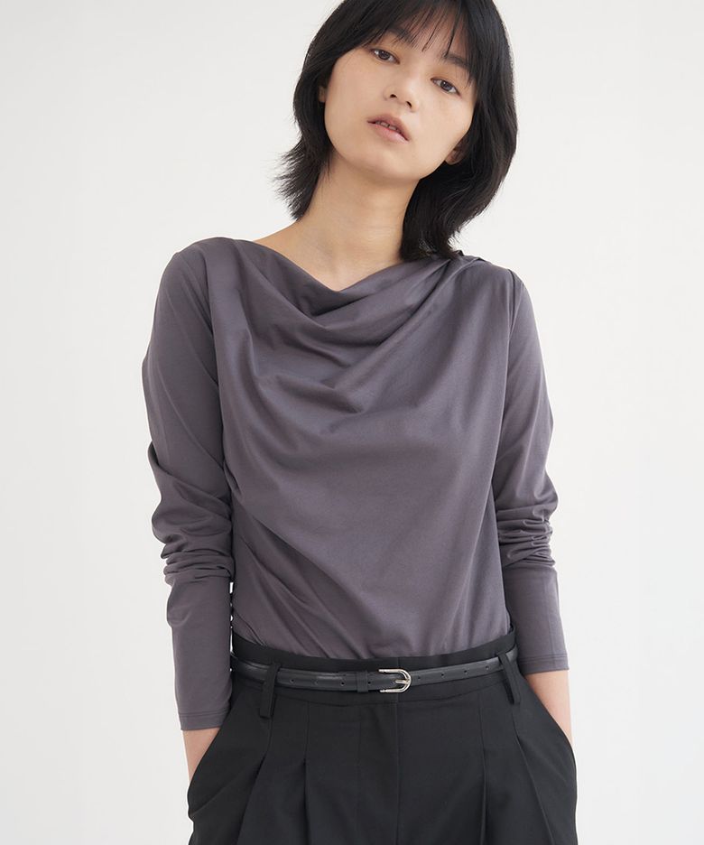 W_모어텐션 드레이프 긴소매 져지 블라우스(120gsm) LJT2101L