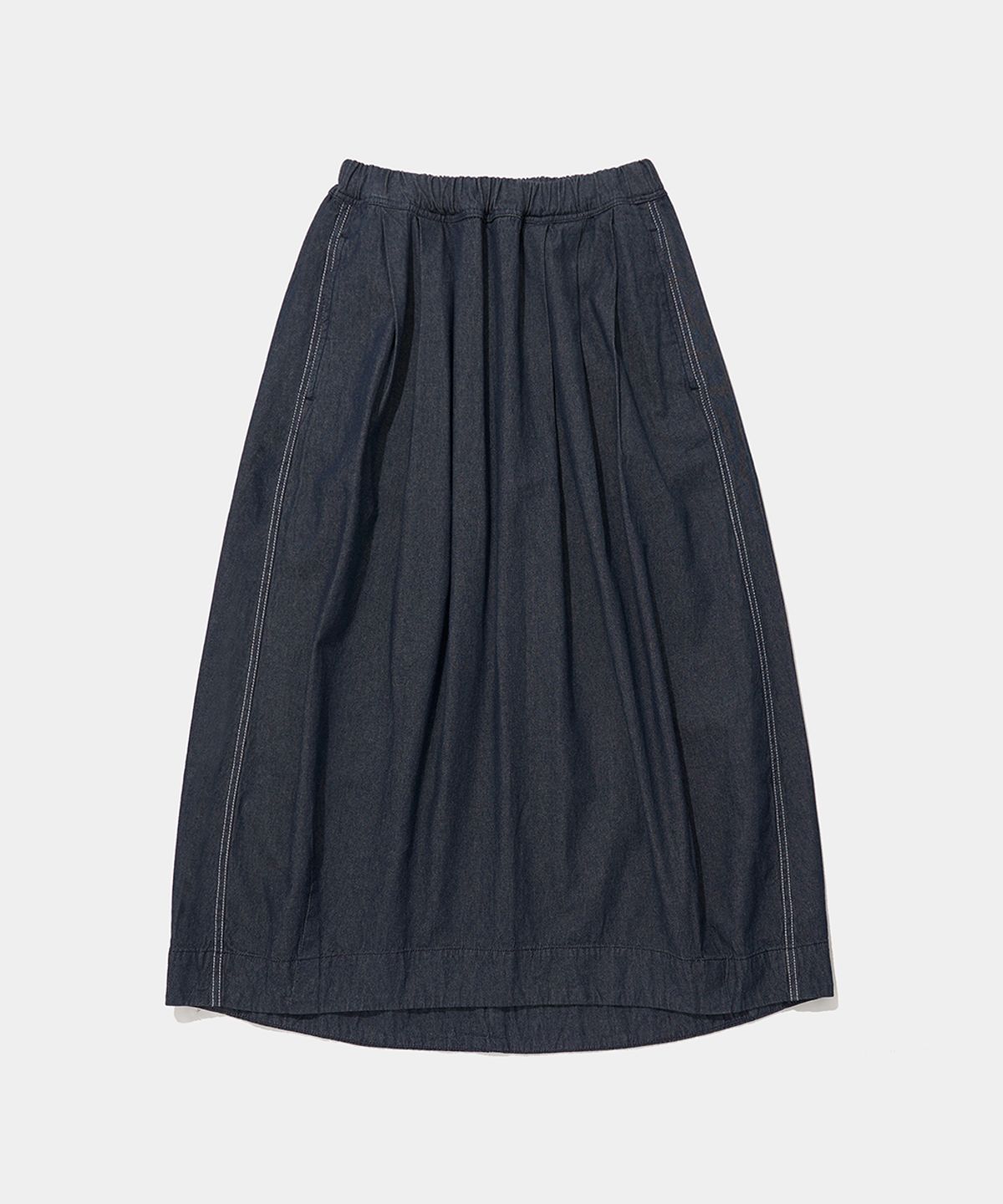 컬럼비아 유니버시티(COLUMBIA UNIVERSITY) ALL-ROUND TWOTUCK DENIM LONG SKIRT_INDIGO JEAN