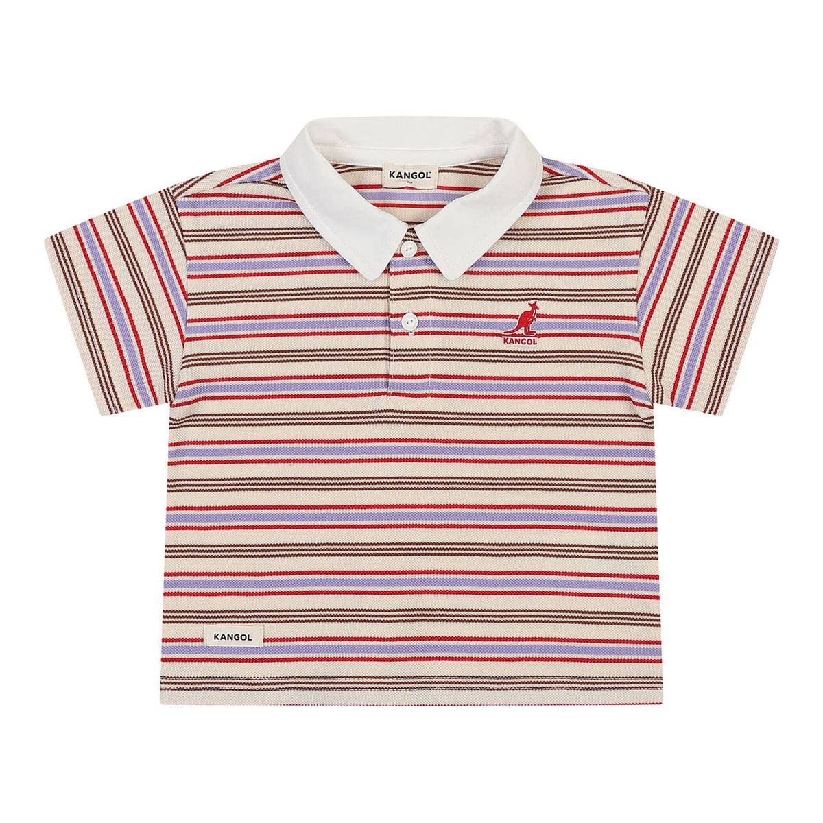 캉골키즈(KANGOL KIDS) [베이비] 쿨맥스 피케 스트라이프 카라 티셔츠 SB 0D08 브라운