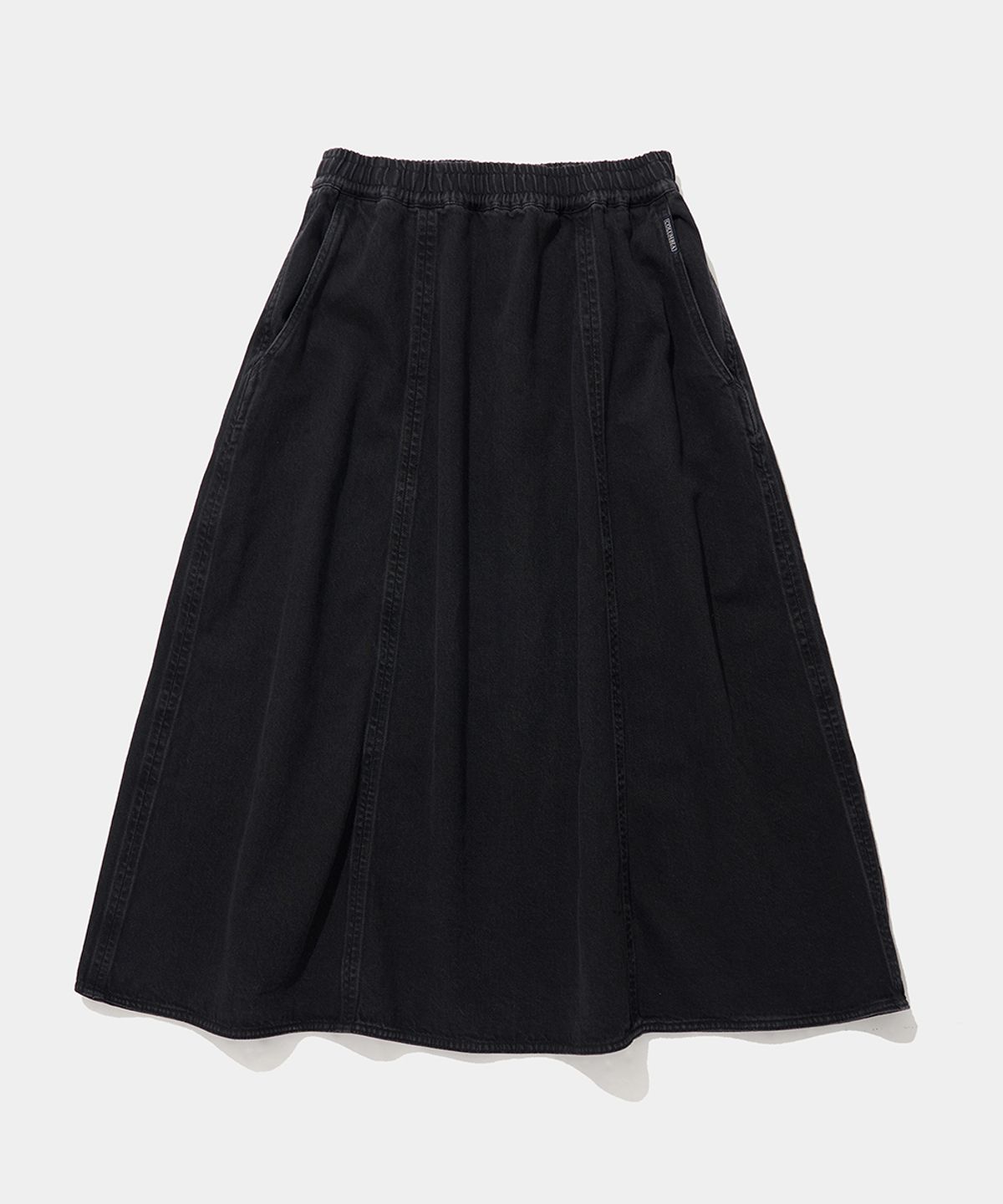 컬럼비아 유니버시티(COLUMBIA UNIVERSITY) PANEL PLEATED DENIM SKIRT_GRAY JEAN