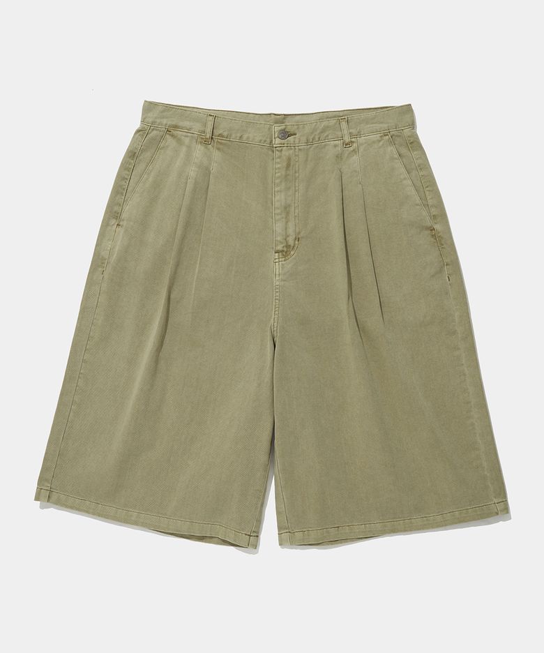 TWOTUCK DYED TWILL BERMUDA SHORTS PANTS_BEIGE
