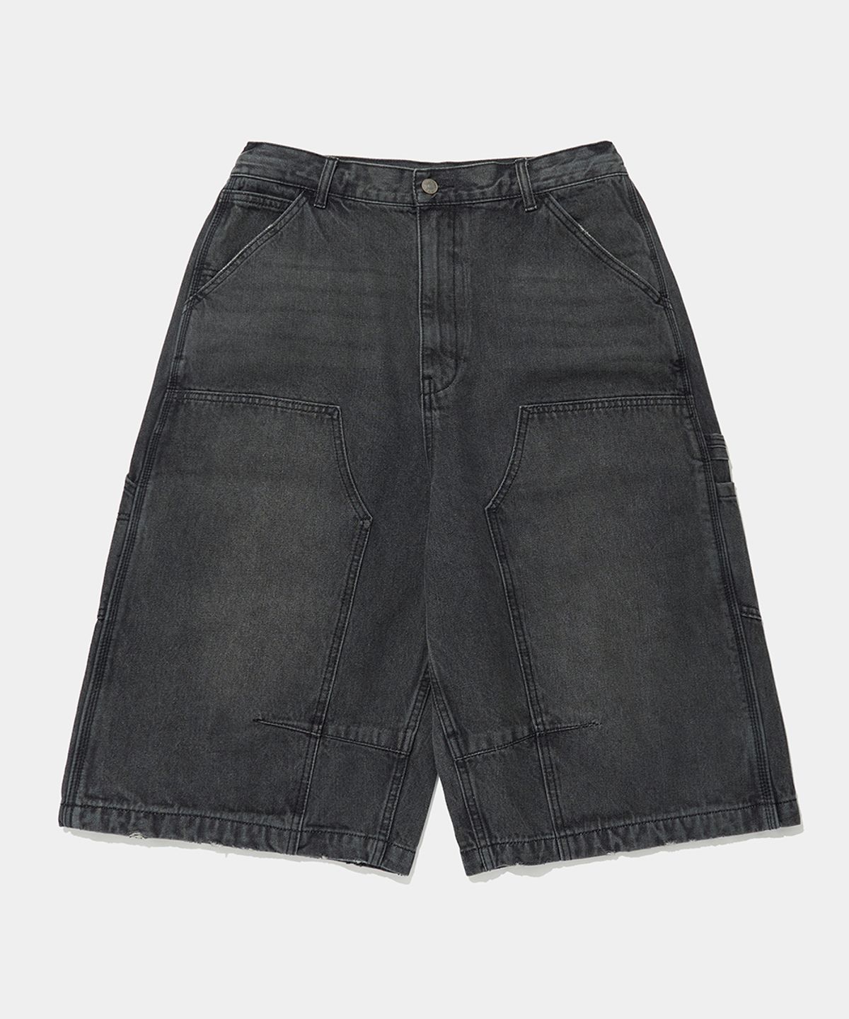 컬럼비아 유니버시티(COLUMBIA UNIVERSITY) UTILITY DOUBLE-KNEE DENIM BERMUDA SHORTS PANTS_BLACK JEAN