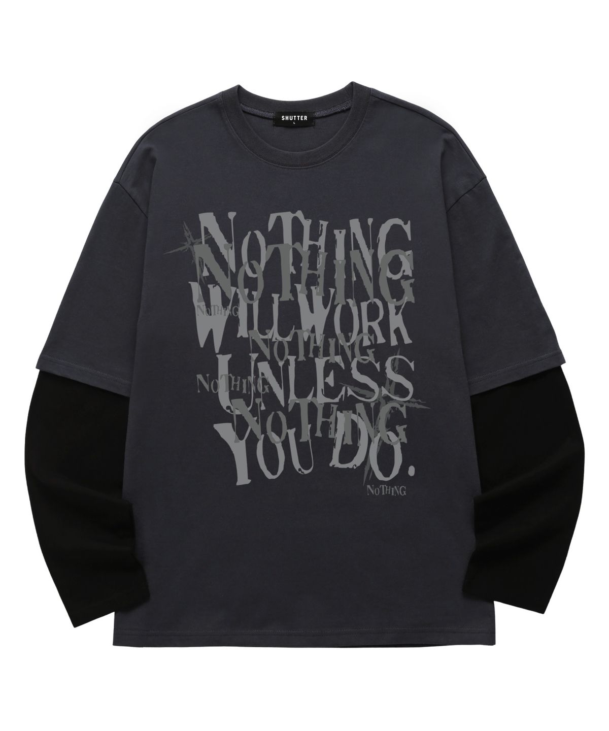 셔터(SHUTTER) LAYERED NOTHING 롱슬리브 (SLS039) 차콜