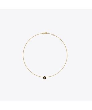 아이콘 에나멜 펜던트 네크레이스 - 토리 골드 / 블랙