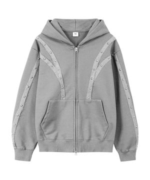 스터드 써저리 후드집업_그레이