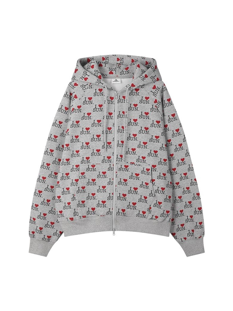 I LOVE SUN ZIP HOODIE GRAY