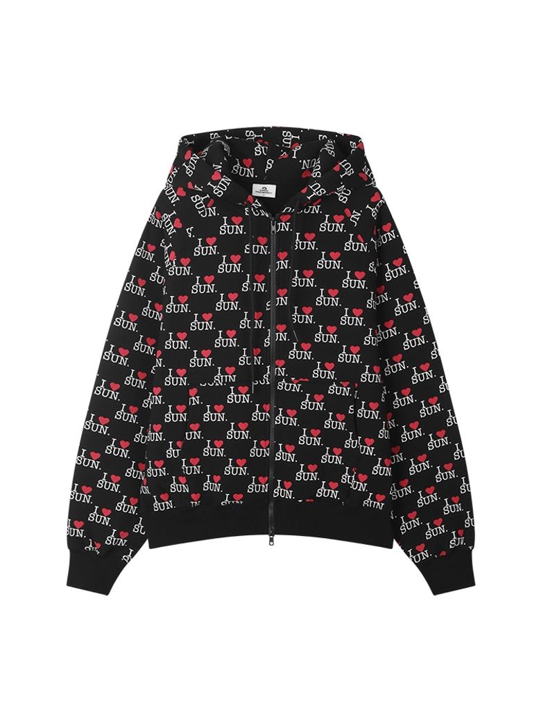 I LOVE SUN ZIP HOODIE BLACK
