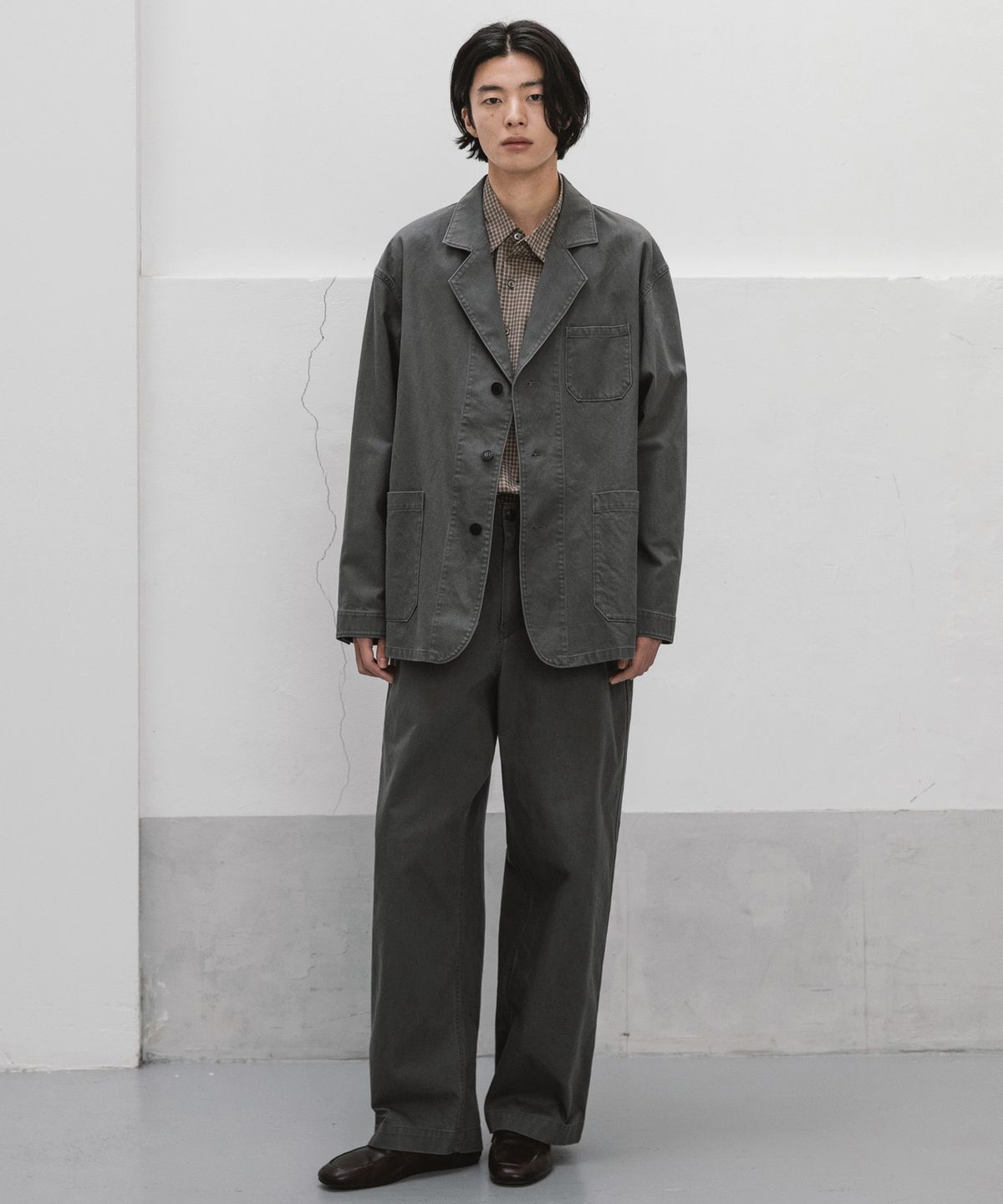 어나더 오피스(ANOTHER OFFICE) French Drill 3 Button Jacket (Smoky Gray)
