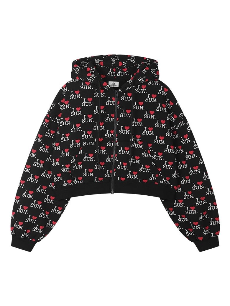 W) I LOVE SUN ZIP HOODIE BLACK