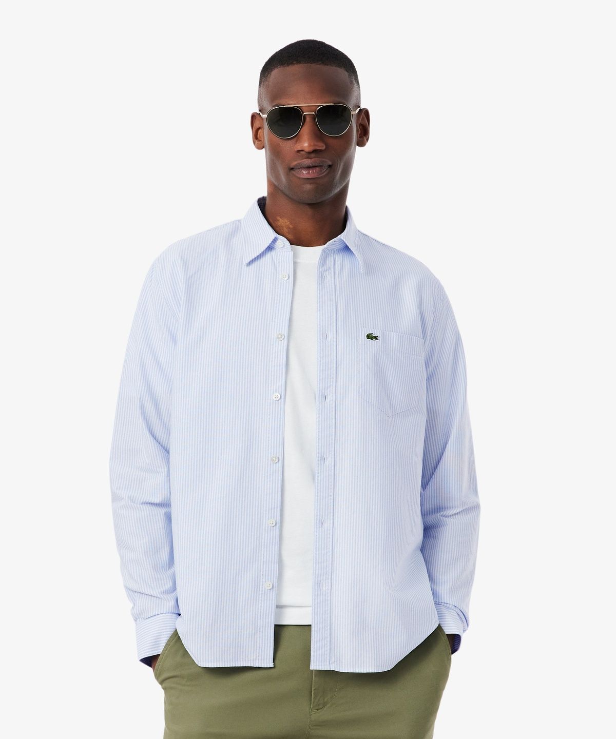 라코스테(LACOSTE) 남성 옥스포드 스트라이프 셔츠 CH7552-56G E7B