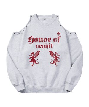 GRIFFIN GUARD 컷아웃 숄더 스웨트셔츠_화이트메란지