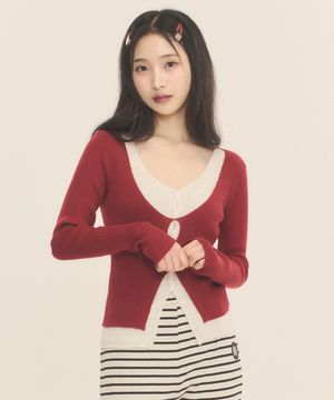 베티붑 레이어드 컷아웃 긴팔 니트_레드