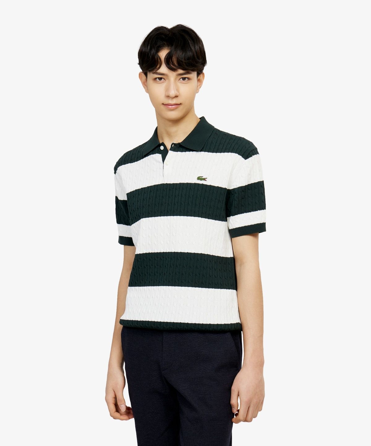 라코스테(LACOSTE) 남성 케이블 반팔 스웨터 폴로 셔츠 PH368E-56G 132