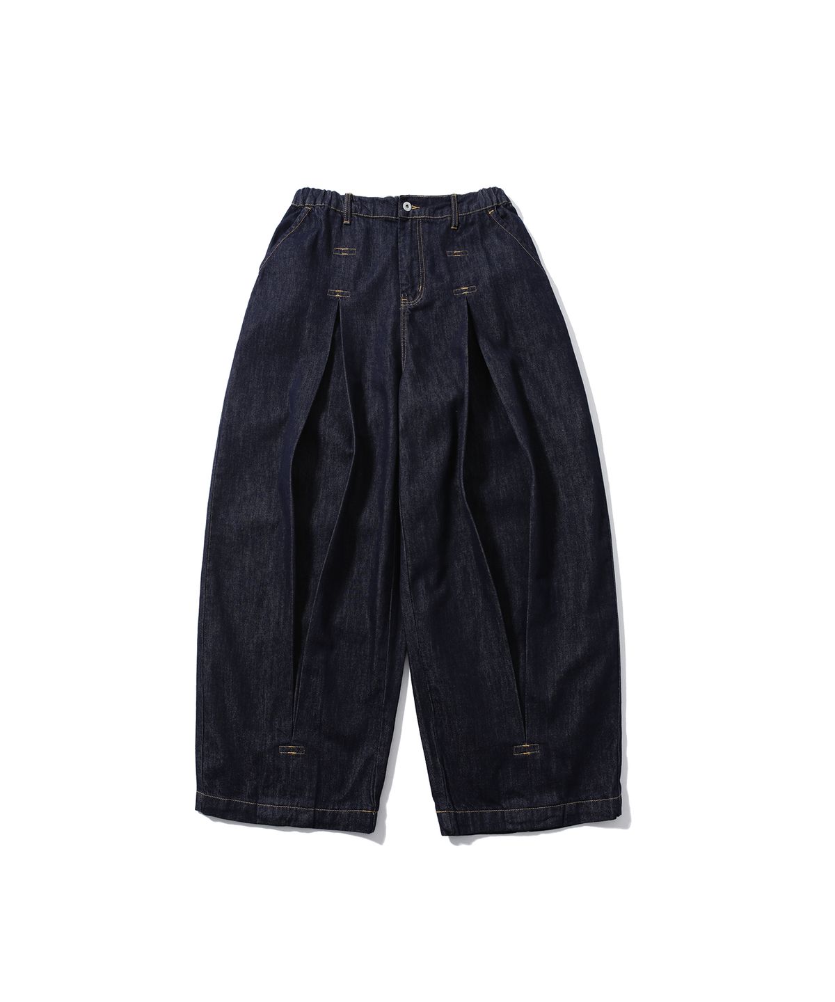 앵글런(ANGLAN) Long Tuck Wing Balloon Denim Pants - Indigo