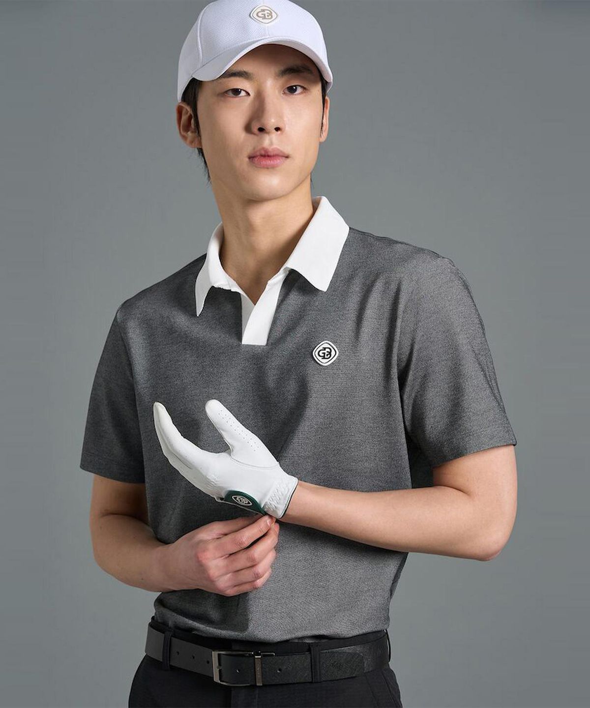 빈폴골프(BEANPOLE GOLF) 남성 오픈 칼라 투톤 반소매티셔츠 - 그레이