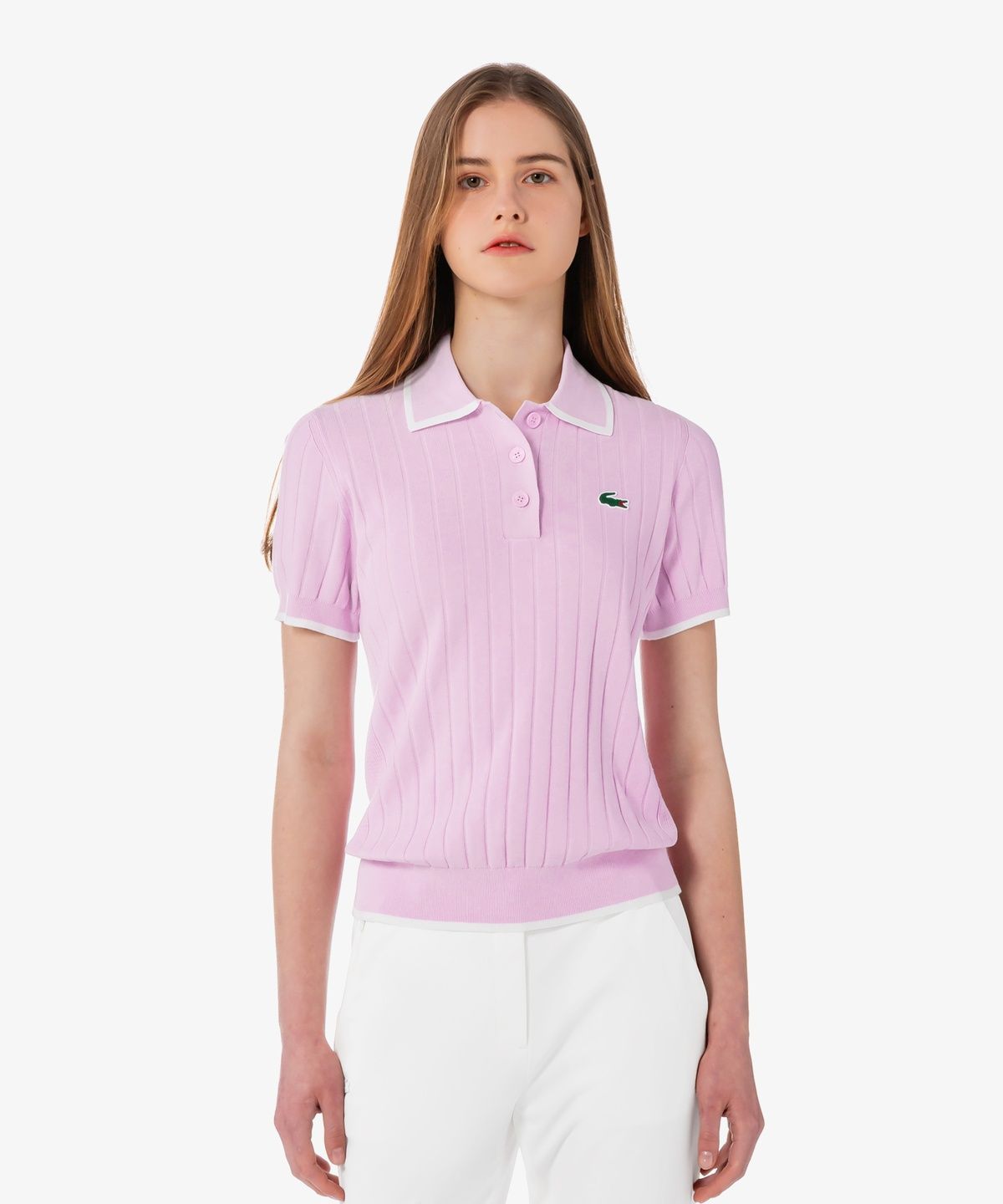 라코스테(LACOSTE) 여성 골프 텍스쳐 반팔 폴로 스웨터 AF9430-56G 36S
