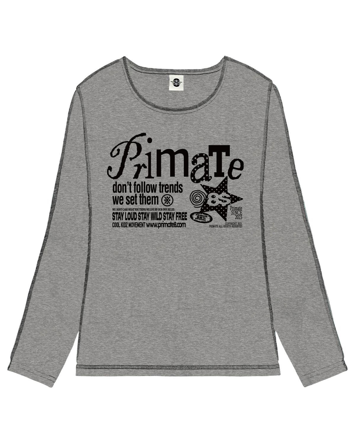 프라임에이트(PRIMATE) RUNIC 슬림핏 오버로크 롱 슬리브 4 COLORS