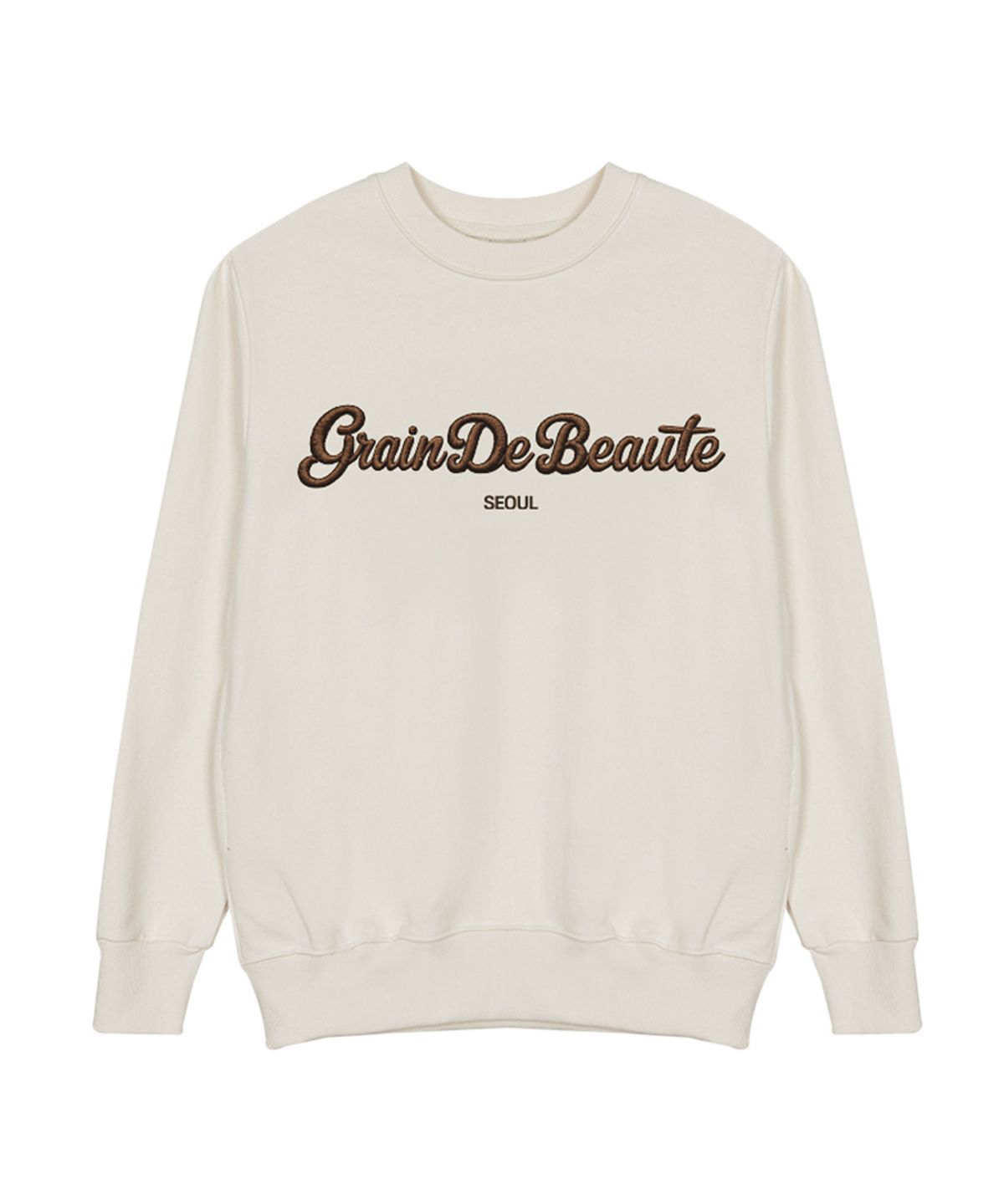그랭드보떼(GRAIN DE BEAUTE) SEWING LETTERING SWEAT [IVORY]