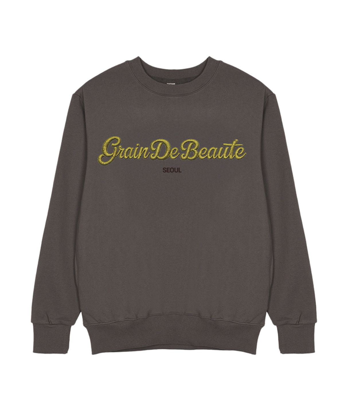 그랭드보떼(GRAIN DE BEAUTE) SEWING LETTERING SWEAT [CHARCOAL]