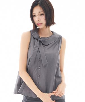 로프 플레어 블라우스 차콜