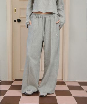 Cotton Blend Wide Track Pants [Grey]