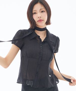 [김고은 PICK] 플레어 퍼프 블라우스 블랙