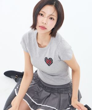 129 도트 핏티드 티셔츠 멜란지