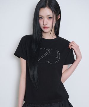 129 로고 패치 티셔츠 딥블랙