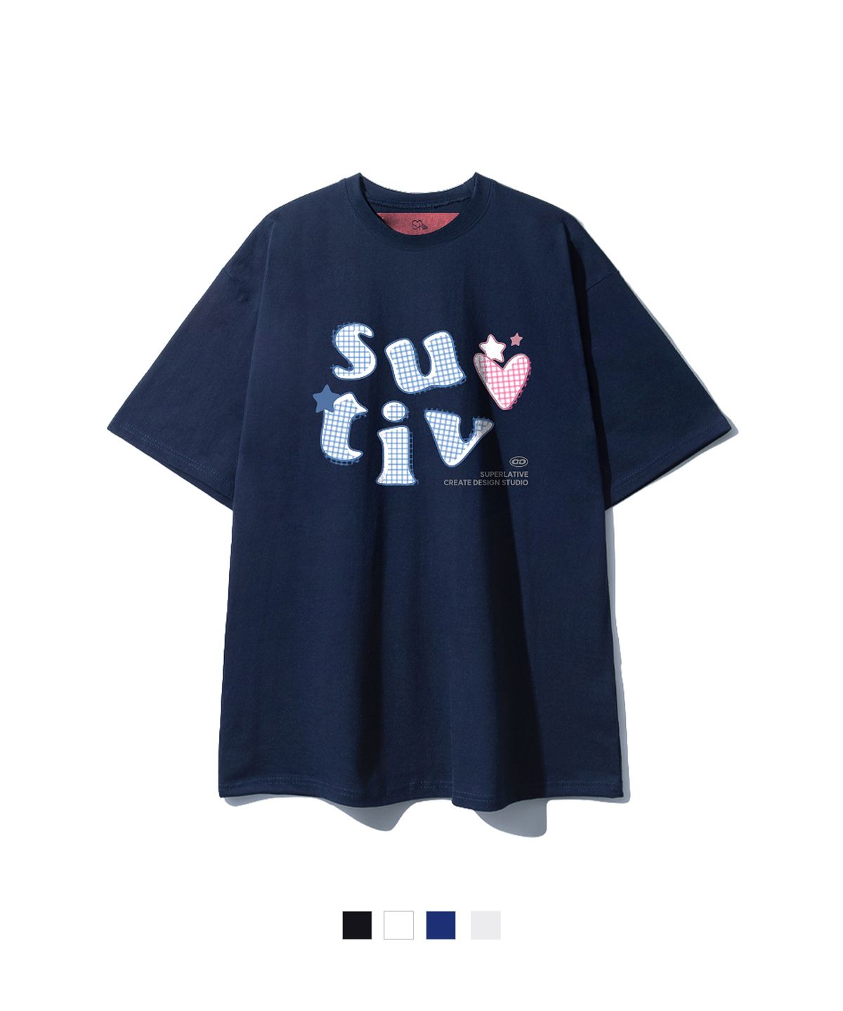 슈퍼레이티브(SUPERLATIVE) S/P CHECK PATCH 오버핏 반팔 티셔츠 (GOS2-5SP172)
