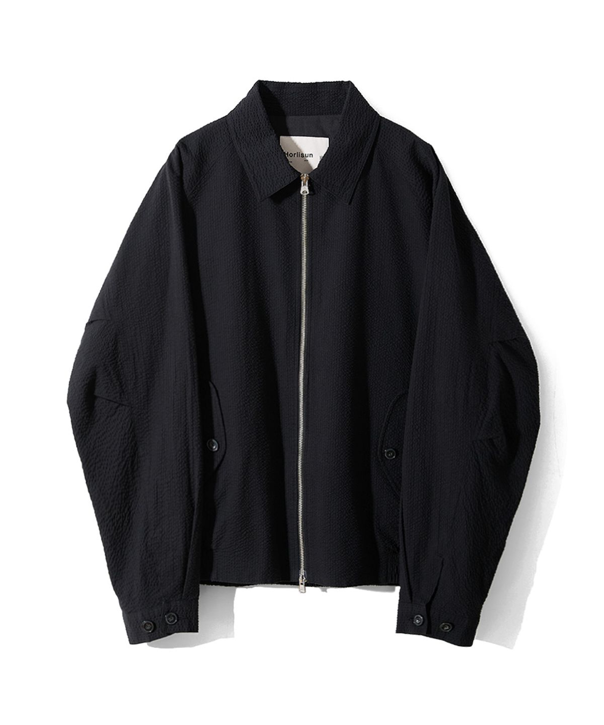 홀리선(HORLISUN) Visitor Harrington Seersucker Jacket Black