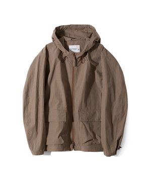 Breeze Typewriter Check Hood Jacket Beige