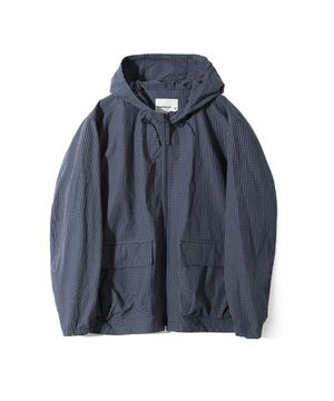 Breeze Typewriter Check Hood Jacket Navy