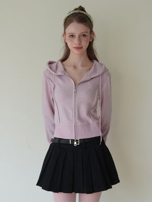 [자수포인트/슬림핏/하이틴/Y2K] 컨투어 집업 후드 탑 3colors