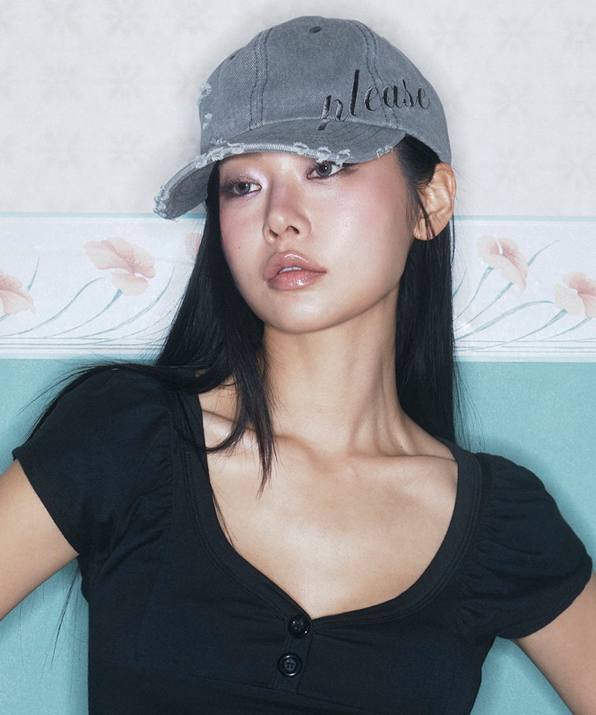 플리즈노팔로우(PLEASENOFOLLOW) Ran distressed cap (Grey)