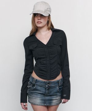 Tommie Button Denim Skirt (Dirty Blue)