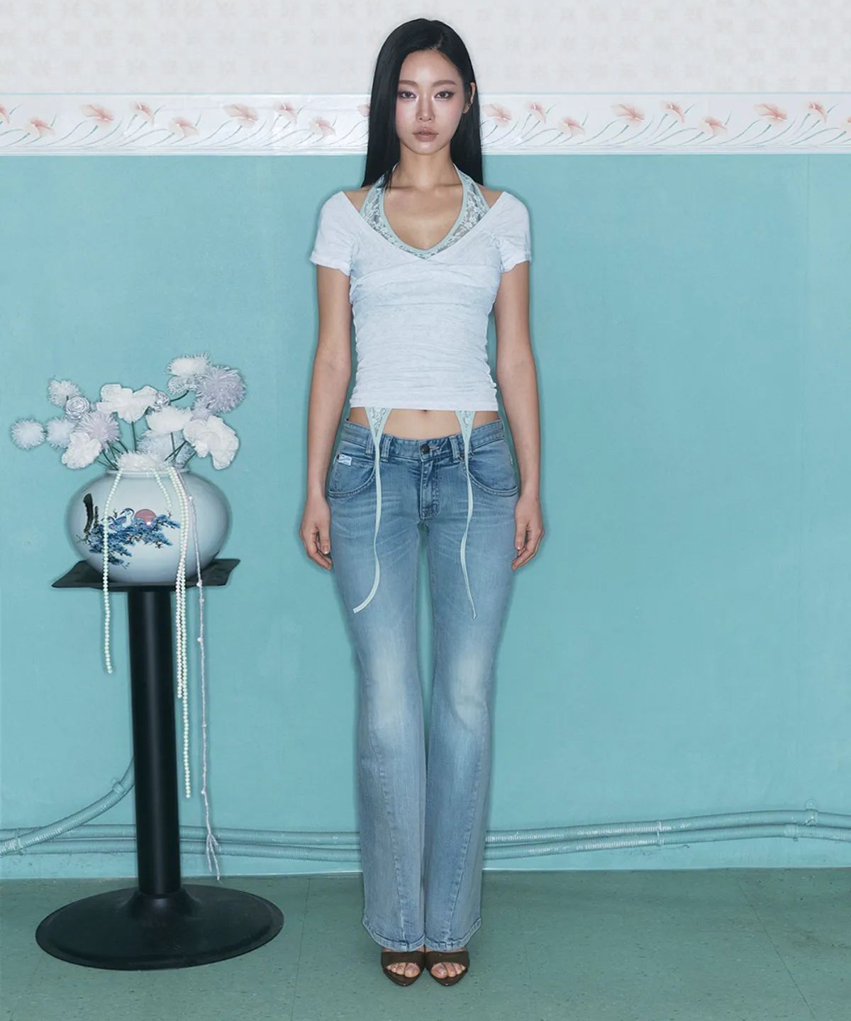 플리즈노팔로우(PLEASENOFOLLOW) 25Vintage Washing Boots-Cut Denim (Light Blue)
