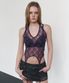 Lua Garter Lace Halter Sleeveless Top (Purple)