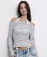 Seni Long Off-Shoulder Top (White Melange)