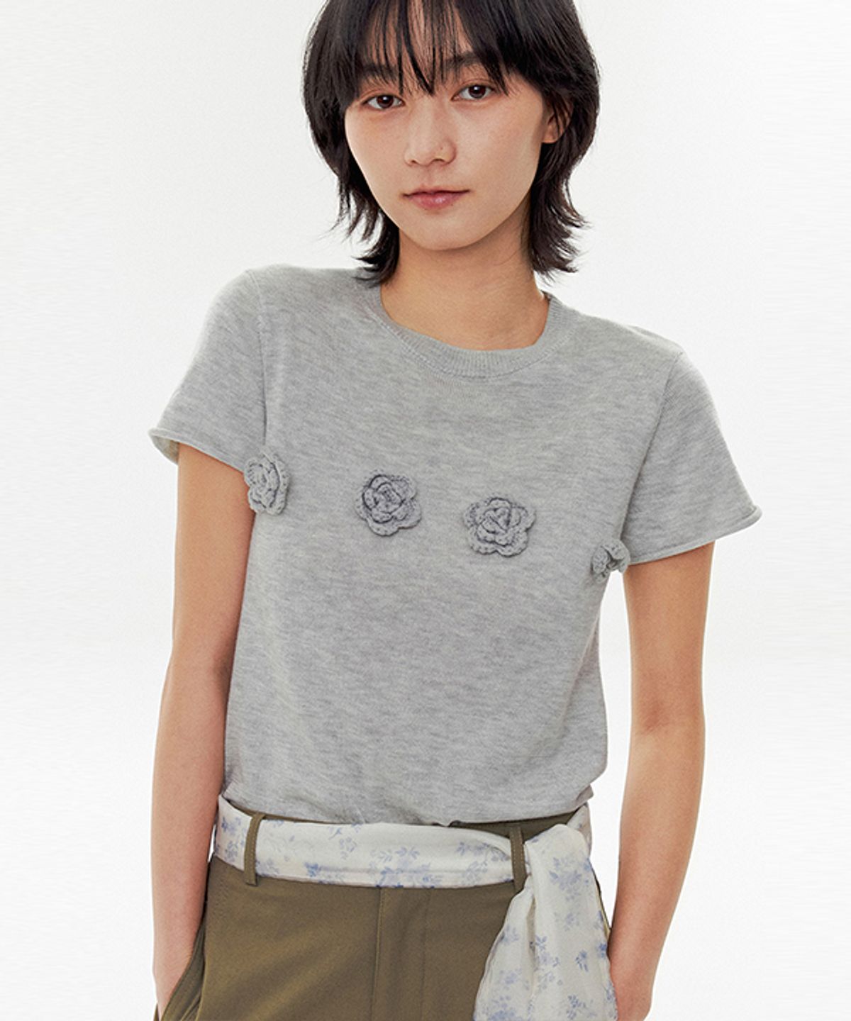 코스에그(COSEGG) Flower Applique Knit_EFSKN198