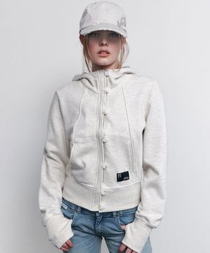 Bene Basic Button Hoodie (Oatmeal)