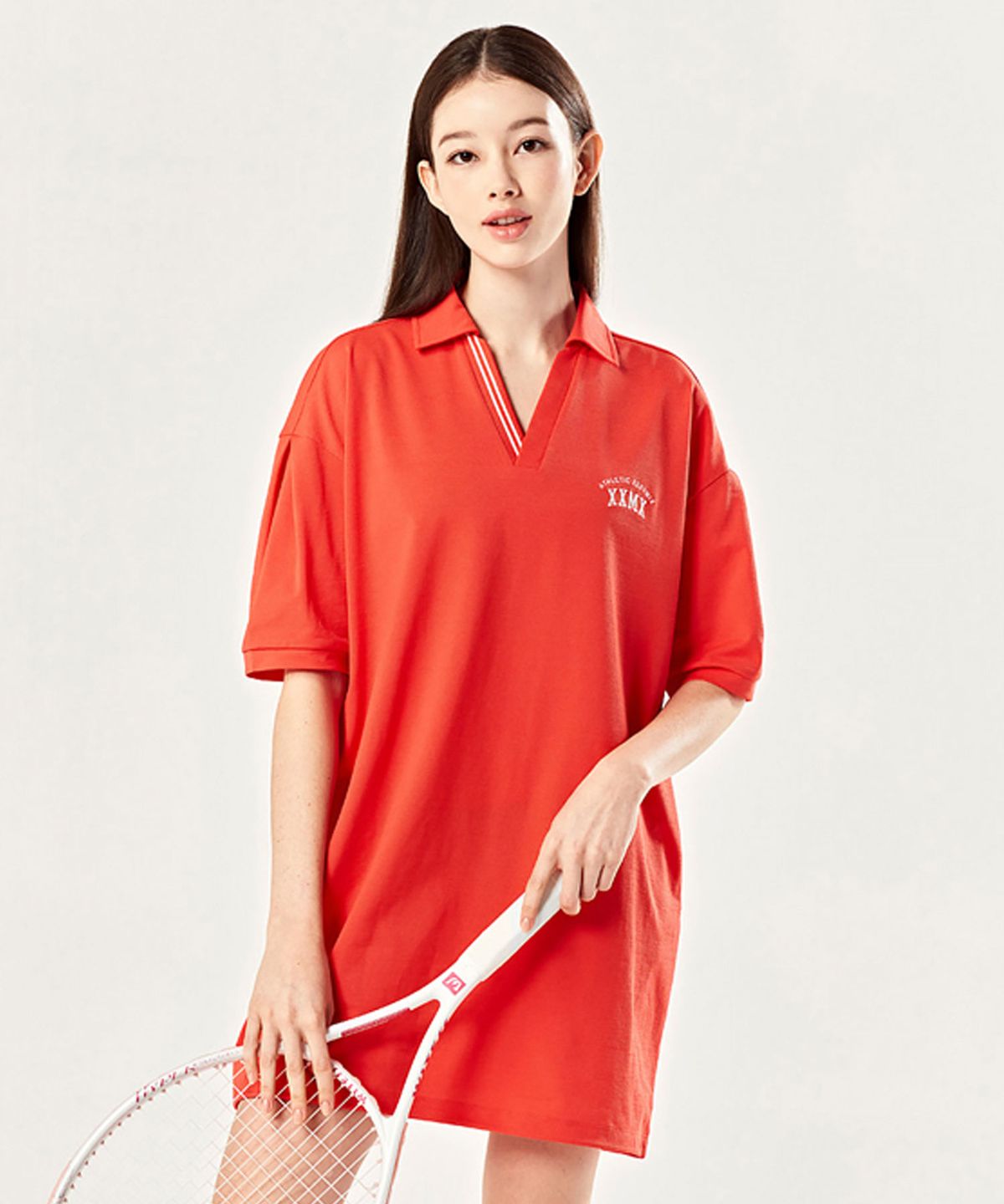 젝시믹스(XEXYMIX) 브이넥 칼라 벌룬 원피스 XTFOP02J2