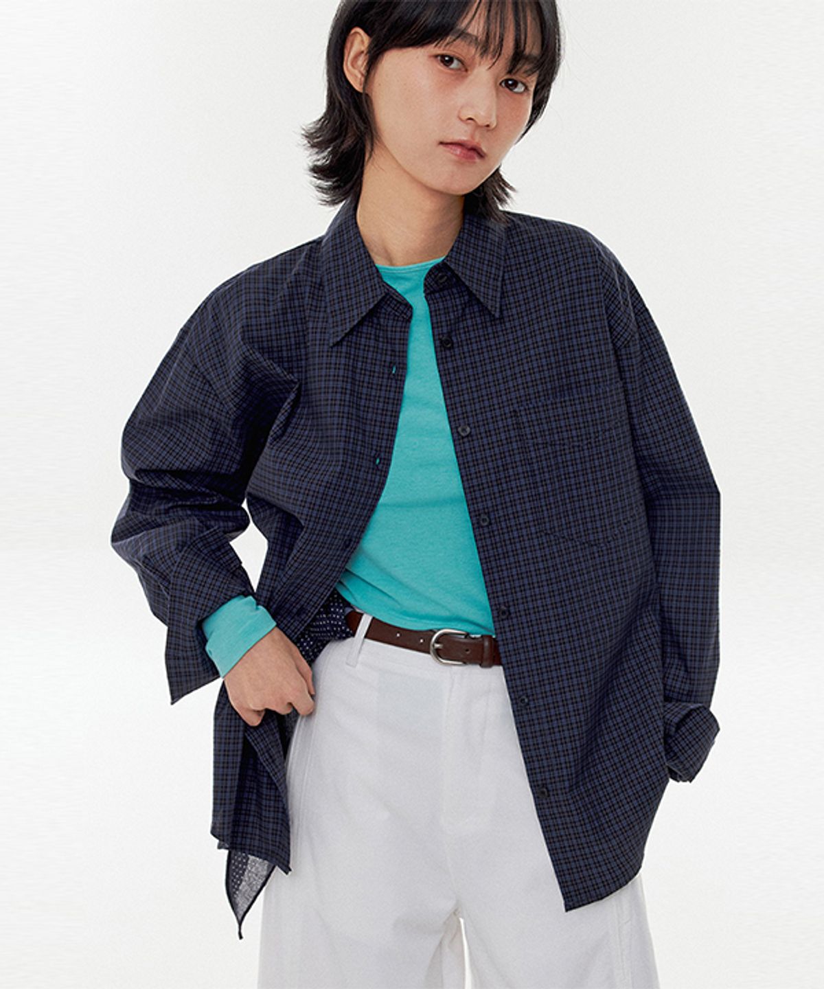 코스에그(COSEGG) Casual Oversized Check Shirt_EFSSH165