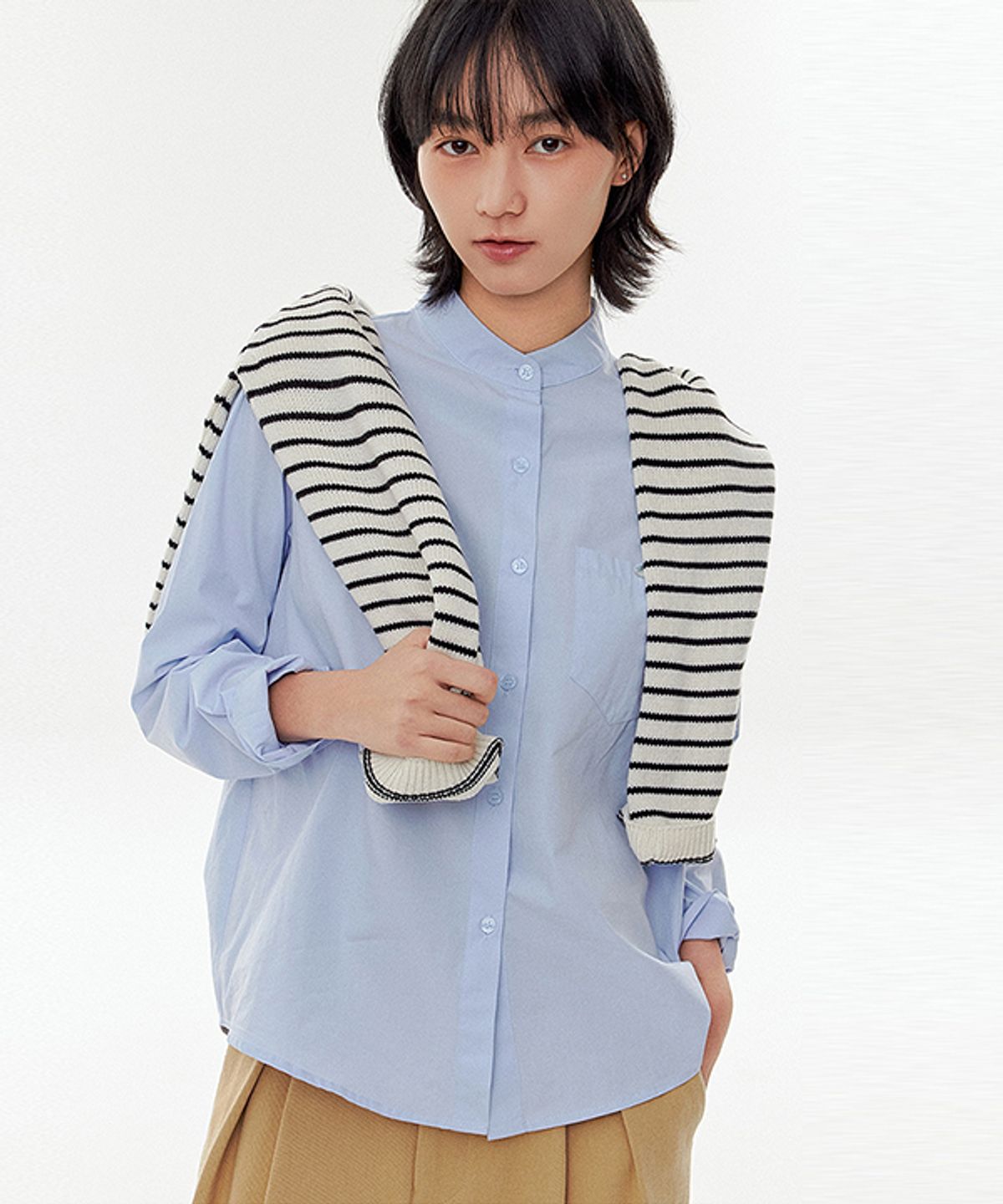 코스에그(COSEGG) China Collar Basic Shirt_EFSSH193