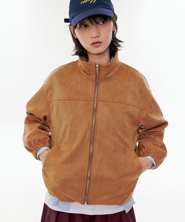 Synthetic Suede Half-Neck Jacket_EESJK0995