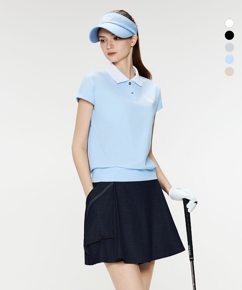 여성 스판 브루종 배색 반팔티셔츠 DF2WTS135
