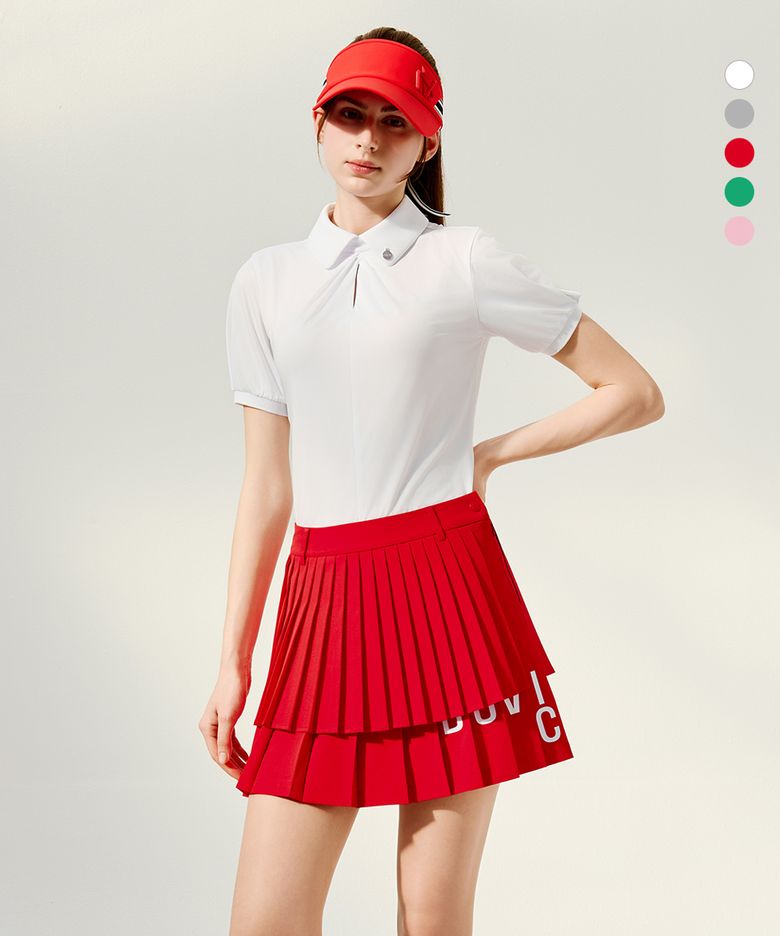여성 스판 레터링 더블 플리츠 큐롯 DF2WCU434