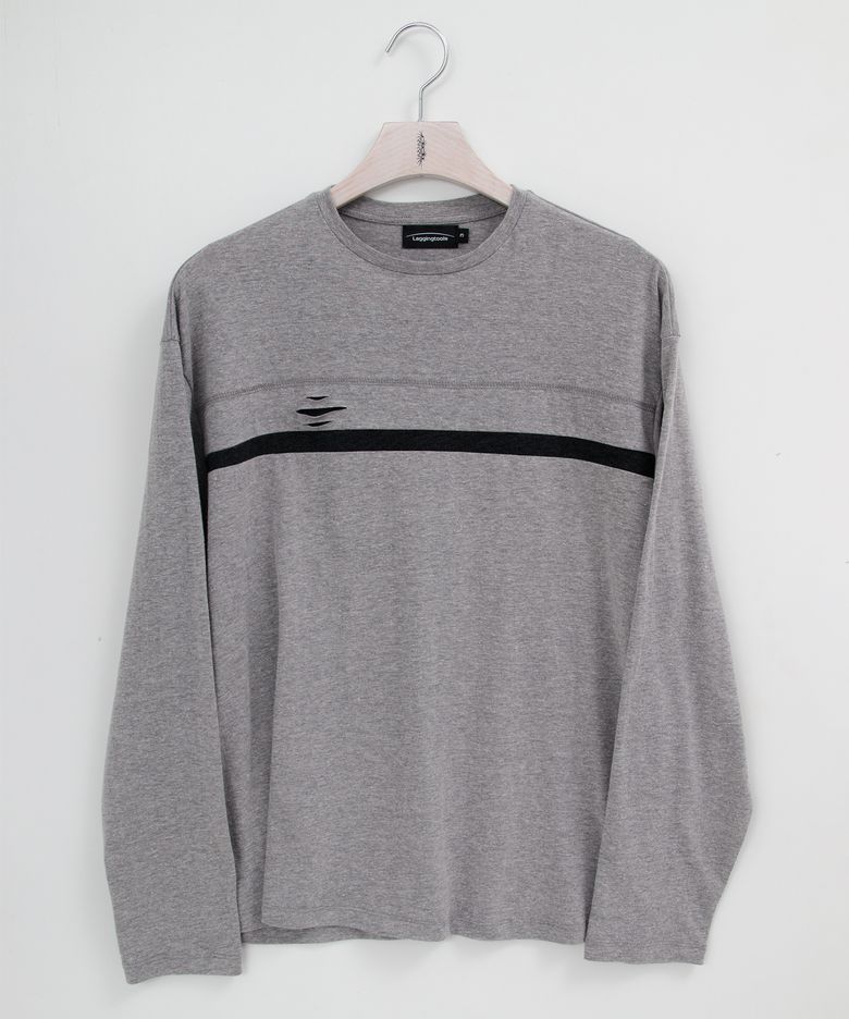 Layered Panel Long Sleeve_____melange grey/dark grey